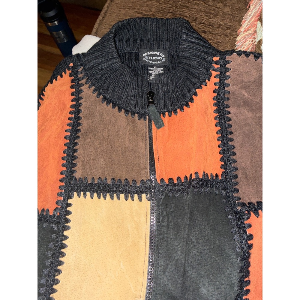 Y2K DESIGNERS STUDIO Patchwork Leather Suede Zip … - image 1